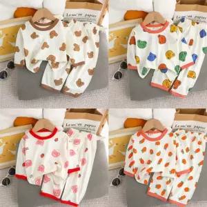 7부컬러곰 패턴 아동 자가드 실내복 205386