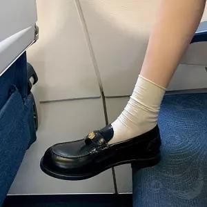 샤오원샵 여친 빈티지 로퍼 통굽 버전~금화진가죽 양가죽 키작녀 플랫슈즈 꾹5