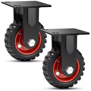 WB D WEIBIDA 5인치 헤비 듀티 캐스터 휠 세트 2 540파운드 야외 산업용 바퀴 고정 대형 고무 돌리 카트