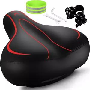 Roguoo 자전거 시트 남성 여성용 와이드 편안한 메모리 폼 땀 방지 필수 안장 - 이중 충격 흡수-최고의