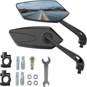 1쌍 자전거 미러 오토바이 사이클링 백미러 360도 회전 가능 광각 조절 안전 HD 유리 핸들바 스쿠터 MTB