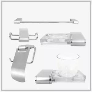 [에이치플러스몰]화이트욕실세트 5품악세사리세트 펜션 화이트 시공 욕실용품 실버