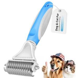 반려동물 디매팅 빗 - 고양이와 개를 위한 양면 언더코트 갈퀴 매트와 엉킴 제거를 안전한 그루밍 도구 털갈이를 중간 및 긴 털 고양이 개 브러시