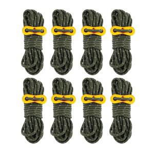 Smithok 8팩 4mm 가이 라인 초경량 텐트 코드, 알루미늄 조절 텐셔너, 타프, 클라이밍, 하이킹 배낭여행용 야외 캠핑 Guylines 로프(Army-Green)