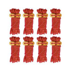 Smithok 8팩 고반사 가이 라인 4mm 텐트 코드 고강도 경량 캠프 로프, 알루미늄 조절 텐셔너, 텐트용, 방수포 묶기, 캠핑, 야외 포장 (빨간색, 13피트)