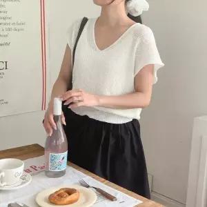 [옷자락]여자 브이넥 하찌 루즈핏 니트 나시