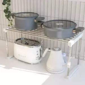 [골드스마일]적층가능한 주방 냄비정리 선반-1단 너비높이조절