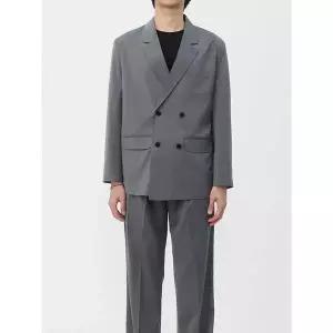 [하프클럽/빌리버스]빌리버스 남성 더블 자켓 세미 오버핏 와이드 투턴 슬랙스 팬츠 셋업 BIT224