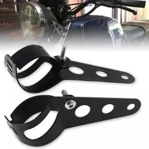 범용 모터사이클 헤드라이트 마운팅 브래킷 클램프 포크 이어 35-43mm 초퍼 카페 레이서용 조절 가능