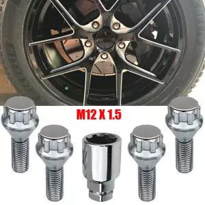 BMW 미니 Vauxhall Corsa 닛산용 잠금 휠 볼트 M12 x 1.5 너트 크롬 합금 휠 러그 스터드 테이퍼 시트