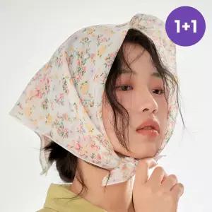 1+1 밀루 여성 사각 잔잔한 플라워패턴 미니 쁘띠 면 스카프 당일발송가능+ - 핑크 2297098 J