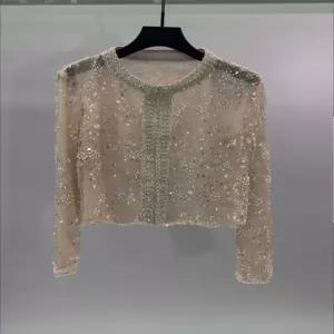 스팽글가디건 여성 긴팔 반짝이 니트 재킷 스팽글 연말룩 파티룩