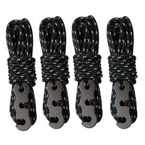 텐셔너 코드 조절기가 있는 플로든 텐트 바람 로프, 캠핑, 하이킹, 캐노피 쉘터, 야외 활동을 위한 4pcs 13피트 반사 로프(블랙)