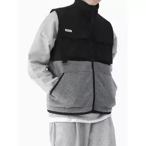 [하프클럽/빌리버스]빌리버스 남자 간절기 배색 플리스 패딩 조끼 베스트 가로 퀼팅 아우터 WS157