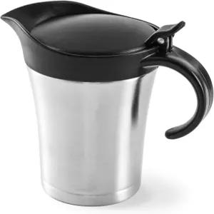 대형 스테인리스 스틸 그레이비 보트 플라스틱 힌지 뚜껑이 있는 25 이중 벽 단열 소스 저그