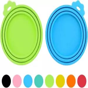 PWOD 2팩 반려동물 사료 캔 커버 개와 고양이 실리콘 유니버설 뚜껑 BPA 프리 원 핏 가장 표준 크기의 식품