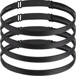 WLLHYF 4피스 고무성 스포츠 헤드밴드 미끄럼 방지 러닝 스웨트 미니 풋볼 헤어밴드 여성용 조절 가능한