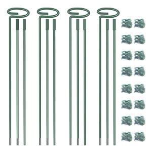 4.5mm 길이 조절 가능한 식물 말뚝, 조립(12인치 또는 24인치 36인치) 야외 및 실내 지지 기둥 메리골드 토마토 백합 모란 장미 수선화 꽃 클립(4세트, 16개)