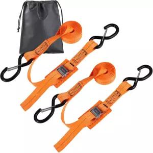 업그레이드된 1인치 x 8인치 타이 다운 스트랩 후크가 달린 카고 루프 랙 캠 버클 튼튼한 안전 주황색 -