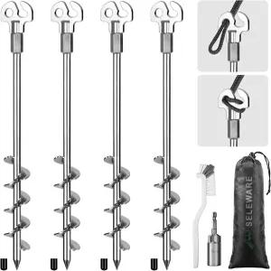 셀웨어 4팩 트램펄린 스테이킹 헤비 듀티 지상 앵커 고풍력 안전한 동물 텐트 헛간 스윙 세트 이동식 주택