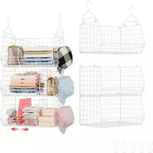 칸막이가 있는 3단 초대형 옷장 걸이 선반 16.5 L x 11.8 W 33.6 H 정리함 및 보관함 스웨터 신발 핸드백