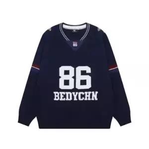 슬램덩크 남친 니트 빈티지 스웨터 긴팔 풀오버 브이넥 프린트 스포티 스트리트 HO1