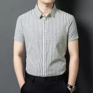 슬램덩크 남사친 여름 캐주얼 반팔 남방 셔츠 체크 바람막이 중년 HO2