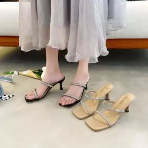 MN 여성 웨지힐 샌들 슬리퍼 여름 하이힐 스틸레토 스트랩 블랙 힐 바캉스 인기2