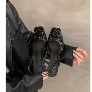 MN 여성 웨지힐 샌들 봄여름 스틸레토 힐 뒷꿈치 스팽글 펌프스 실버 단화 인기2