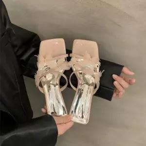 MN 여성 웨지힐 샌들 여름 스틸레토 스퀘어 편안한 하이힐 인기2