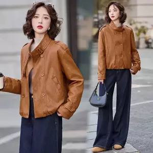 솔저스여성용 가을 캐주얼 더블 스탠드넥 코트 상의 가죽 자켓 스위트 OPH3