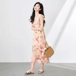 EAMT 쉬폰 바캉스룩 롱스커트 프렌치 원피스 여자 여름 EUNG2