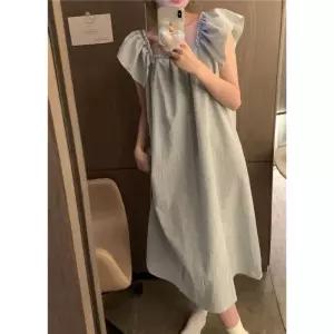 EAMT 여친 원피스 프렌치 로맨틱 백프릴 잔 쉬폰 펀칭 EUNG1