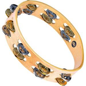 [미국배송] 니켈 도금 강철과 견고한 황동 징글이 있는 마인 타악기 탬버린 중국산 이중 줄-NOT-슈퍼 내추럴 우드 마감 2년 보증 (TA2M-SNT)