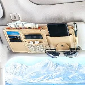 키돌라 자동차 선바이저 정리함 인테리어 액세서리 포켓 선글라스 홀더 트럭바이저 카드 펜 및 문서 보관