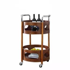 원목 트롤리 원형 엔틱 식당 웨건 트레이 월넛 컬러 나무