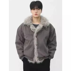 [하프클럽/빌리버스]빌리버스 남성 캐주얼 4온스 누빔 패딩자켓 하이넥 라쿤 무스탕 BMAG003