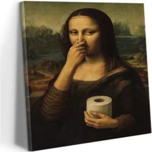 재미있는 욕실 모나리자 캔버스 벽 아트 빈티지 그림 장식 유머 화장실 핀칭 코 포스터 홈 데코용 아트워크