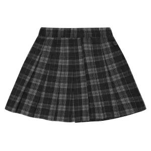 [에꼴리에] 여아 밴딩 모노 체크 플리츠 스커트 23C5851_BK