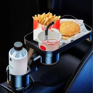 트레이 테이블 컵홀더 자동차 정리 수납 2단 탈부착