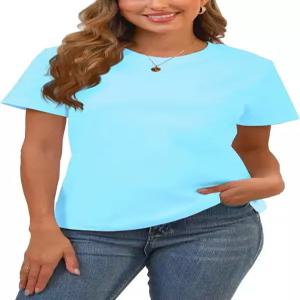 여성용 코튼 베이직 티셔츠 크루넥 반팔 여름 셔츠 솔리드 루즈핏 플레인 운동 상의 언더셔츠