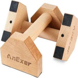 아넥서 푸시업 스탠드 핸드스탠드 패럴렛 바 미끄럼 방지 매트가 있는 솔리드 우드 남녀 근력 운동을 위한