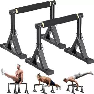 높이와 미끄럼 방지 손잡이가 조절 가능한 10-14인치 나무 평행봉 및 딥 바 물구나무서기용 무암 피트니스