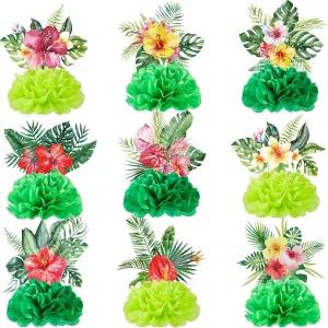 Hotop 9개 하와이 루 허니콤 센터피스 테이블 상판 종이 열대 파티 용품