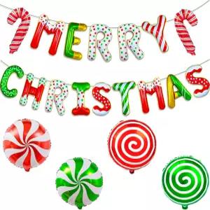 메리 크리스마스 풍선 배너-16인치 캔디 레터 포일 지팡이 파티 장식 용품