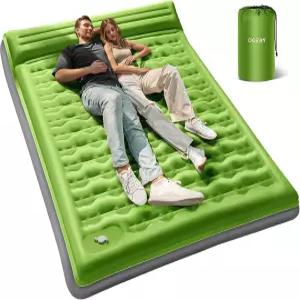 캠핑용 OGRAY 수면 패드 베개와 내장 풋 펌프가 있는 6인치 초강력 강화 텐트 하이킹 필수 장비를 위한