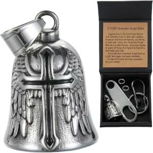 모터사이클 벨 가디언 엔젤 참 - 선물 상자 레전드 카드 열쇠고리 행거가 포함된 내후성 굿 럭 그렘린