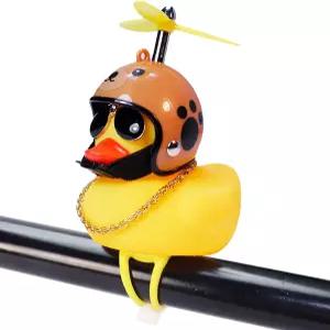 원우 고무 오리 장난감 자동차 장식 노란색 대시보드 프로펠러 헬멧으로 자전거 뿔을 짜다