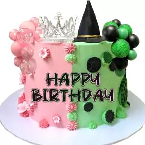 페모티스트 마녀 파티 생일 케이크 장식용 실버 크라운과 블랙 여성 모자 그린 미니 풍선 탑퍼 판타지 볼