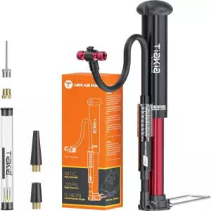게이지가 있는 티아키아 바이크 펌프 고압 대용량 휴대용 핸드 에어 장착 프레스타 슈레이더 밸브 알루미늄